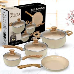 Jogo de Panelas Kit 4 Pçs Antiaderente Cerâmica