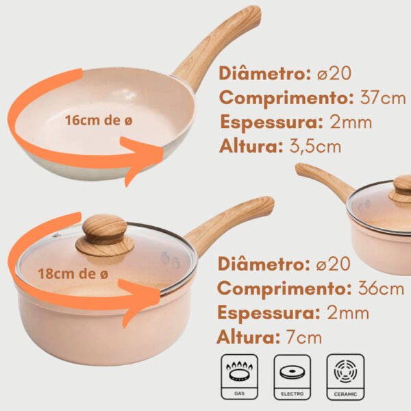 Jogo de Panelas Kit 4 Pçs Antiaderente Cerâmica - Imagem 8