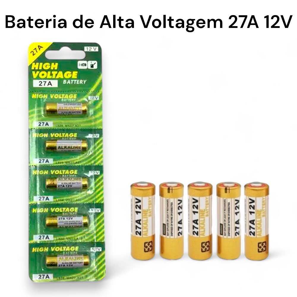 Bateria Mini Pilhas Alcalina Alta voltagem 27A 12V Cartela com 5 Baterias