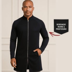 Jaleco Slim Masculino + Bordado Nome e Profissão.