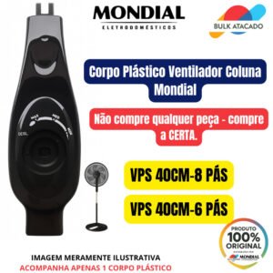 Corpo Plástico Ventilador Coluna Mondial Vps 40-8 Pás Preto