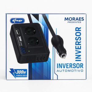 Inversor Automotivo 300W – 4 USB + Tomada | Knup