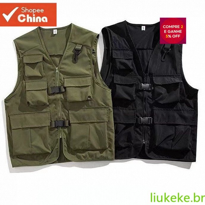 Colete Tático Cargo Sem Mangas Casual Masculino JAN0
