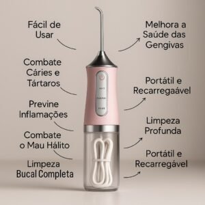 Irrigador Oral Portátil Jato De Água Recarregável